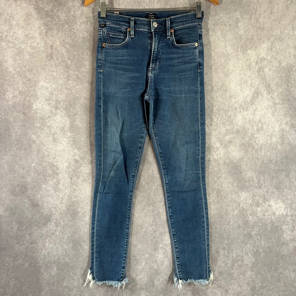 Citizens of Humanity‎ Rocket Crop Jeans Womens 24 Blue High Rise Skinny Raw Hem